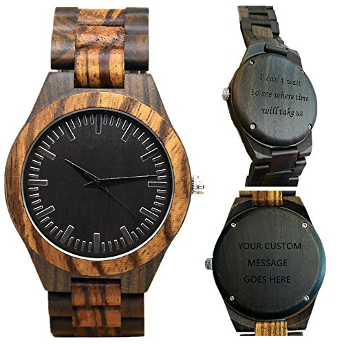 Wood Watch - Customizable - Personal Message Laser Engraving