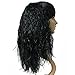 Namecute Black Curly Wig Kanekalon Synthetic Long Wigs Layered Fringe (#1B)