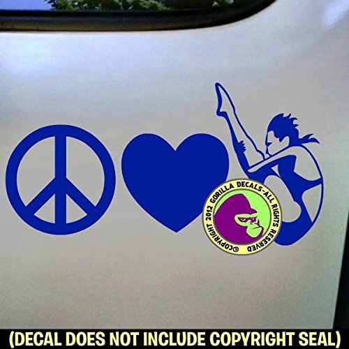 PEACE LOVE SPRINGBOARD DIVER FEMALE Vinyl Decal Sticker A