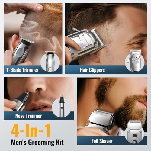 Jack & Rose Hair Clippers Men and Trimmer Set,Cordless Clippers for Men Haircut,Beard Trimmer and Shaver,Professional Grooming kit/Barber Kit for Nose,Body
