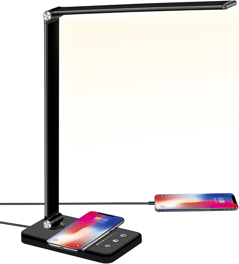 BIENSER LED Desk Lamp Wireless Charging 50 Light Options Touch Dimmer