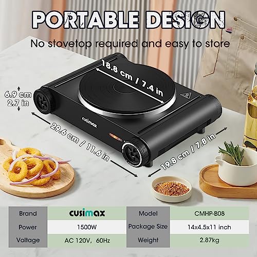 Hot Plate,Cusimax Portable Electric Hot Plate for Cooking,1500W