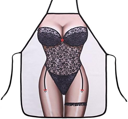 Secret Mary Funny Novel Kitchen Apron for Halloween Sexy Weird Apron for Woman or Men Adult Party Cosplay Apron Tool (Lace underwear)