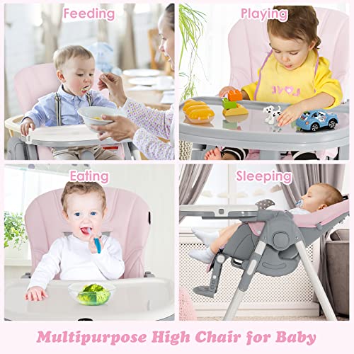 INFANS High Chair for Babies & Toddlers, Foldable Highchair with