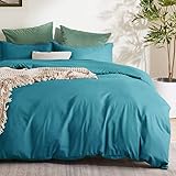 Bedsure Teal Duvet Cover Queen Size - Soft Brushed