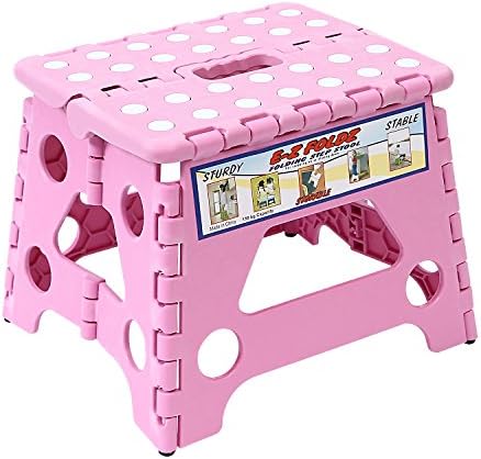 Maddott Super Strong Folding Step Stool, 8x6x7.5inch, Holds up to 180Lb, Pink