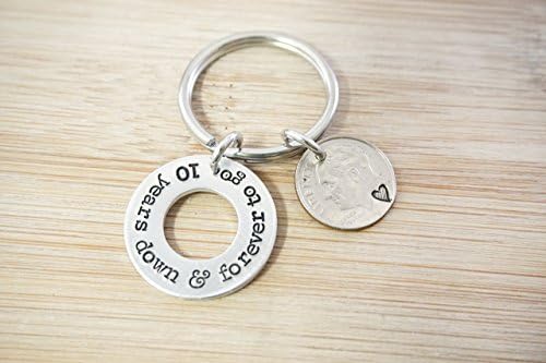 Traditional 10th Anniversary Gift - Aluminum Dime Key Chain