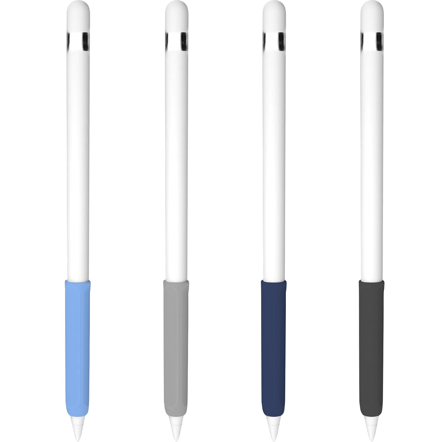 YINVA 4 PCS Grip Case Cover Sleeve Compatible with Apple Pencil (1st Gen, Black+Blue+Navy Blue+Gray)