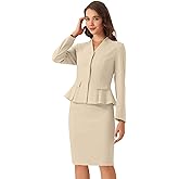 Allegra K 2 Piece Skirt Sets for Women Long Sleeve Blazer and Pencil Skirt Business Suits