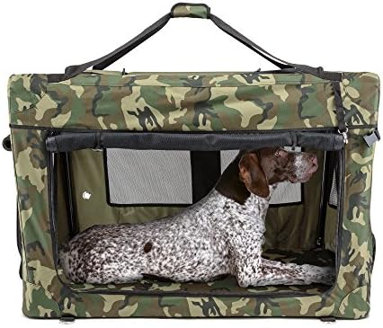 Durable Den Soft Dog Crate: Waterproof Double Strength Denier Oxford Nylon Shell &amp; Super Strong Mesh Rollup Windows with Bonus Waterproof Pet Bed