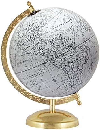 MasterpieceIndia Rotating Globe Decorative World White Educational Desktop Handmade Antique Vintage Gift 8 Inches Diameter Earth Home Décor