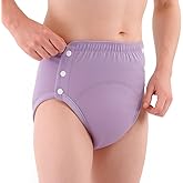 Cotton Incontinence Pants for Adults: Washable, Breathable, Adjustable Leak-Proof Underwear for Elderly (Purple, XL)