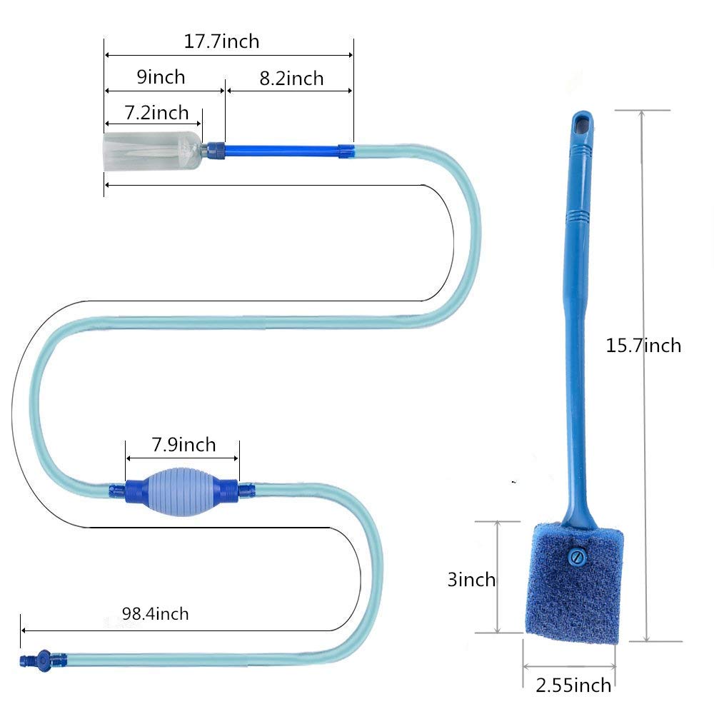 MisteSun Aquarium Fish Tank Gravel Cleaner,Siphon Vacuum Pump Gravel Cleaner Fish Tank Water Changer with Adjustable Flow Control Tape& Aquarium Fish Tank Cleaning Brush