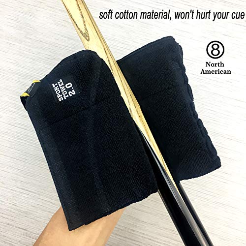 Cuppa billiards Billiard cue Towel - 100% Cotton Black 8-Ball Pool Cue Clean Towel