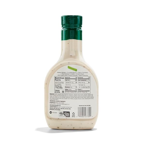 365 BY WHOLE FOODS MARKET, ORGANIC BLUE CHEESE DRESSING, 16 OZ