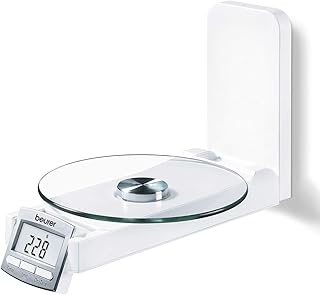 Beurer KS 52 Design-Wandküchenwaage, klappbare Küchenwaage zur Montage an der Wand, platzsparend und jederzeit griffbereit