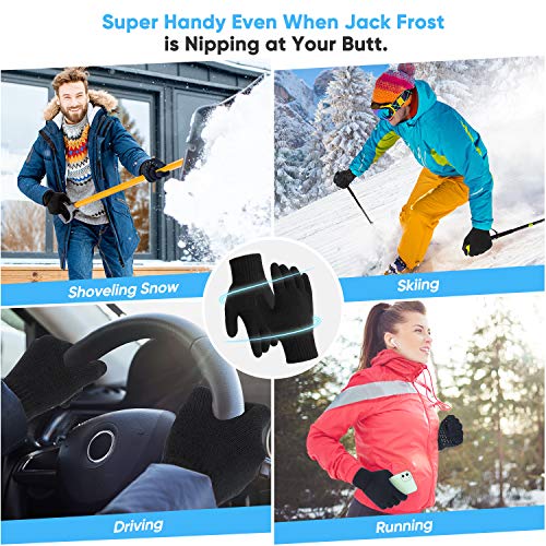 Touchscreen Winter Gloves for Men Women - Warm Knit Gloves with Thickened Cuff & Anti-Slip Palm, 3 Finger Touchscreen for Texting & Driving - Thumbnail 5