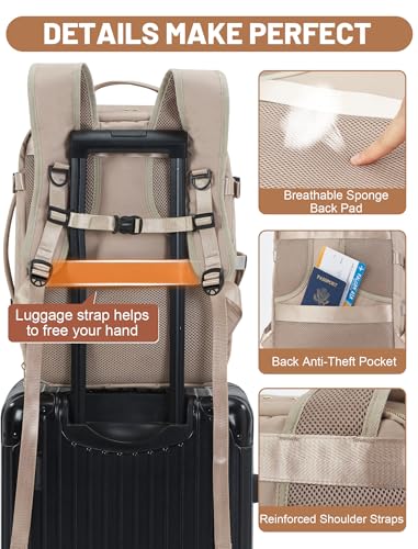 MOCOCITO Airplane Cabin Travel Backpack 40 x 20 x 25, Travel Bag for Ryanair EasyJet Hand Luggage Backpack Travel Backpack Unisex Waterproof 20L, Apricot/Brown, Fashion