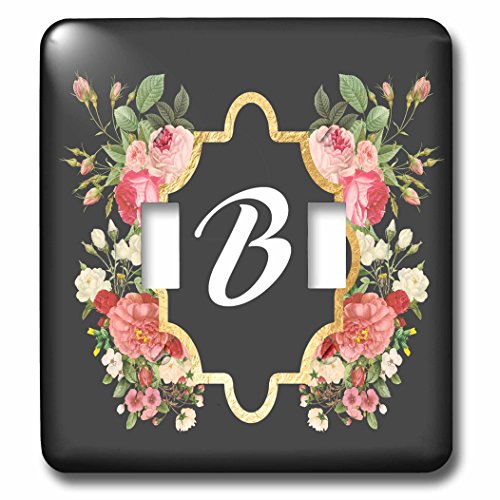 3dRose lsp_239944_2 Chic Monogram Letter B In A Gold Floral Frame - Double Togg…