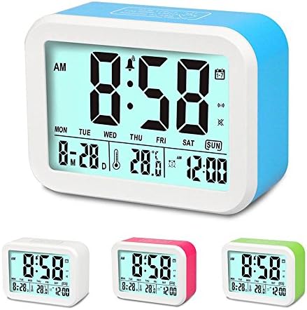 Digital Alarm Clock, MONYAN Electronic Talking Alarm Clocks for Kids,Teens and Heavy Sleepers, 4.5'' Big Display,Smart Backlight,Battery Operated, Snooze Mode,3 Alarms, 7 Rings-Blue