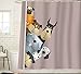 Sunlit Peekaboo Cute Dogs Curious Cartoon Puppy Fabric Shower Curtain for Kids Dogs Lover PVC-Free Odorless Taupe Beige Brown Tawny with Dalmatian Bulldog Pug Poodle Beagle