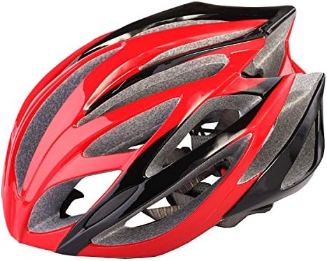 Adult Youth Multicolor Safety Road/Mountain Bike Helmet Perfect for Beginners On-road and Off-road (Black+Red)