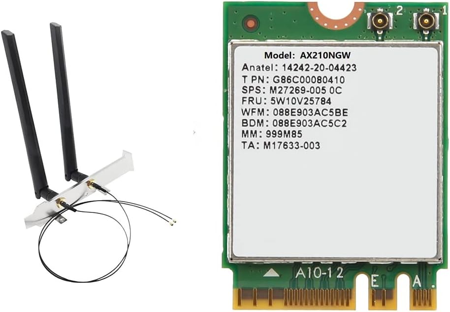 Durratou AX210NGW WiFi 6E M.2 Wireless Adapter Bluetooth 5.2 2.4/5Ghz 3000Mbps