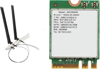Durratou AX210NGW WiFi 6E M.2 Wireless Adapter Bluetooth 5.2 2.4/5Ghz 3000Mbps