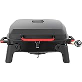 Megamaster 1-Burner Portable Gas Grill with Locking Lid, 11,000 BTU Stainless Steel Burner, Foldable Legs, Small Propane Gril