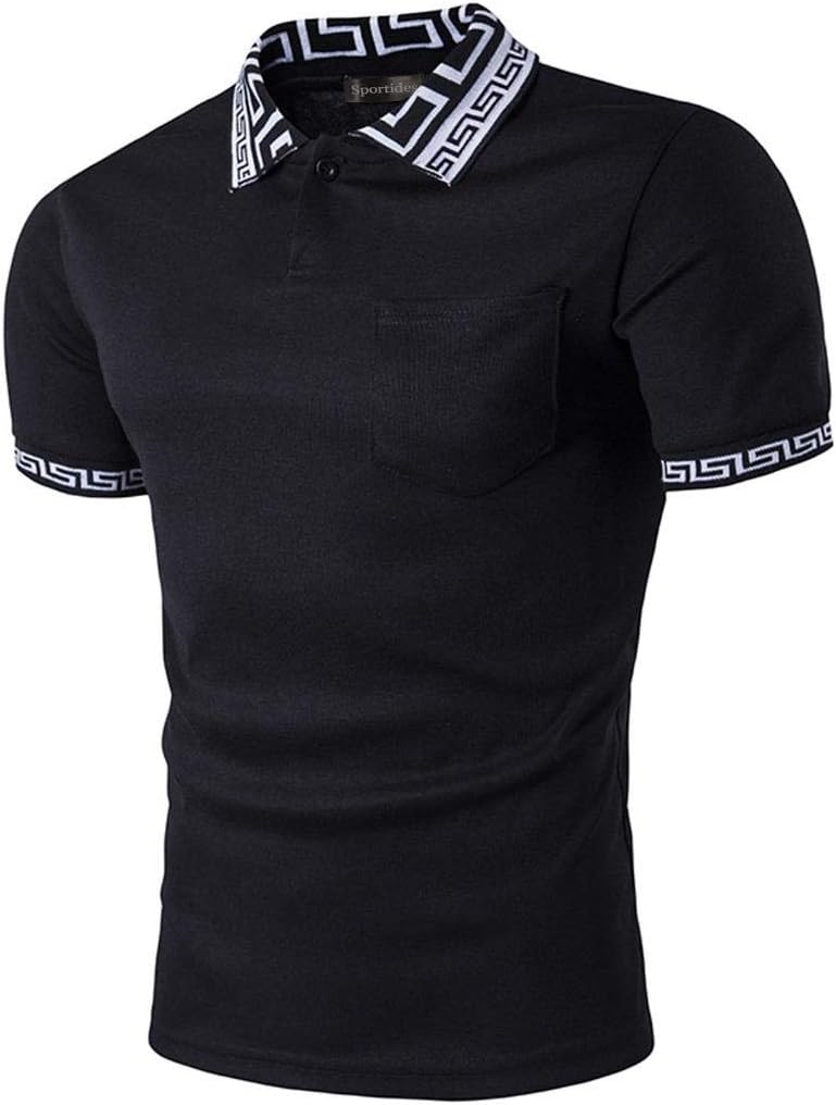 Mens Polo Shirts Contrast Collar Golf Tennis Short Sleeve Shirt Tops JZA012