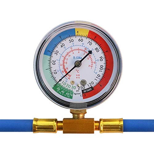 BELEY Automotive A/C R134A R22 R12 Refrigerant/Freon Can Tap Charging Hose Kit with Pressure Gauge for Home & Car Air Conditioning