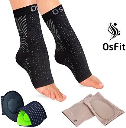 Plantar Fasciitis Foot Sleeves With 2 Pairs Of Arch Support Orthotics Massage Pad Insoles by Osfit - Arthritis, Callus, Sore Feet, Heel Protector, Leg Support - For Men And Women - 3 in 1 Deal