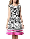 Yacun Women's Printed Stripe Polka Dot Party Fit and Flare Dress for Work