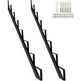 Zwinz Heavy Duty Steel Stair Riser 7 Step, Metal Stair Stringer for Deck Height 58 inches, Stair Step Riser for Porch Step Outside Stairs（2Pack