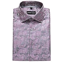 Barry.Wang Men Shirts,Paisley Flower Woven Silk