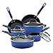 Rachael Ray Brights Nonstick Cookware Pots and Pans Set, 10 Piece, Blue Gradient