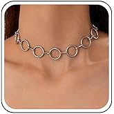 Sttiafay Boho Circle Choker Necklace Gold Hollow Circle Necklace Short Circle Collar Necklace Vintage Interlocking Circle Necklace Geometry Circle Round Necklace