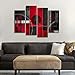 Wieco Art Large 4 Piece Red and Black with Circles Modern Abstract Artwork Giclee Canvas Prints Black and Red Pictures Paintings on Canvas Wall Art for Living Room Bedroom Home Decorations
