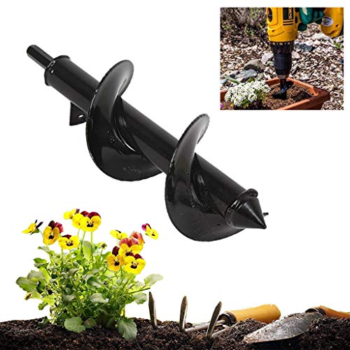 Auger Drill Bit, SuperThinker Steel Gardening Earth Auger Hole Digger For Planting Bedding Bulb Seedlings Plant Auger(3” x 9.8”) - Thumbnail 2