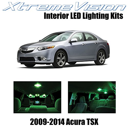 XtremeVision Acura TSX 2009-2014 (12 Pieces) Green Premium Interior LED Kit Package + Installation Tool