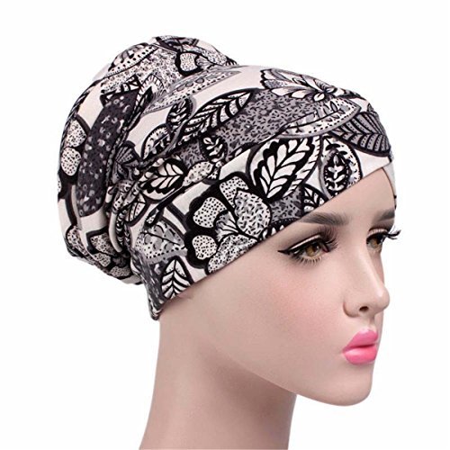Qhome Womens Vintage Flower Print Soft Cotton Turban Headscarf Women Bonnet Chemo Cap Bandana Hijab