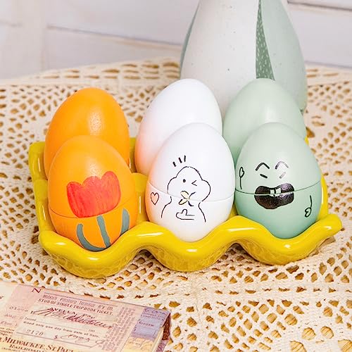 3 otters 12PCS Wooden Egg Toys, Play Eggs for Kids Pretend Play Food Set Cutting Food Toys Easter Eggs for Toddlers 3+