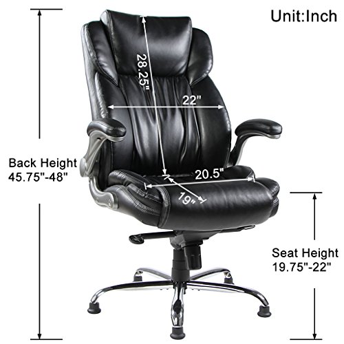 VIVA OFFICE Bonded Leather Executive Chair High Back with Flip-Up Arms