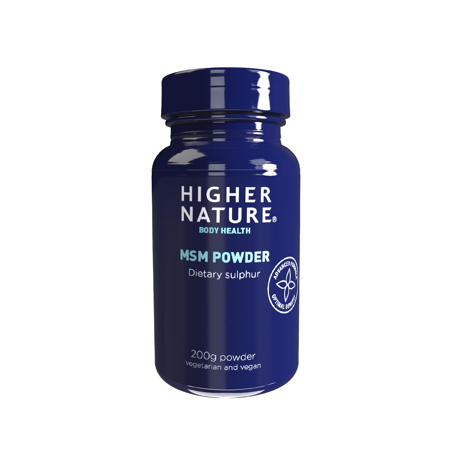 Higher Nature - MSM Powder - Dietary Sulphur - High Potency 1200mg MSM - Vegetarian & Vegan - 200g Powder