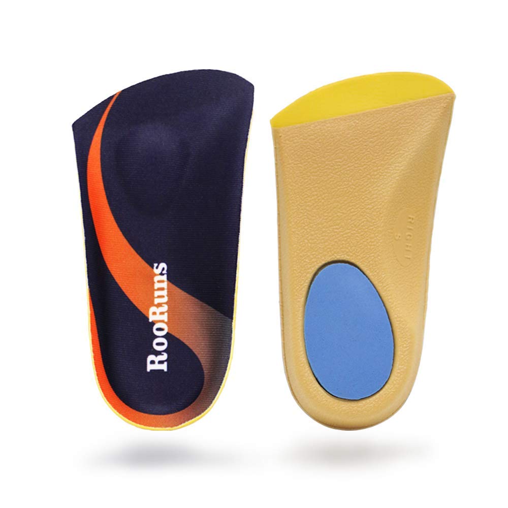 Photo 1 of RooRuns Plantar Fasciitis Insoles for Men Women, Orthotic Inserts 3/4 Length with Metatarsal Pads Heel Cushion, High Arch Support Shoe Insoles for Flat Feet, Overpronation, Walking Running, S