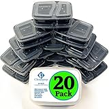 ChoicePrep Meal Prep Containers (BULK 20 PACK - 100% BPA FREE) 2 Food Compartment Bento Box for Lunch, Dinner, or Breakfast - Microwave & Dishwasher Safe - Completely Reusable & Stackable