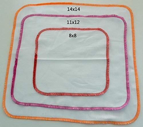 Paperless Towels, 1-Ply, Made from Organic Cotton Birdseye Fabric -14x14 inchs. Set of 10 in Natural - Thumbnail 3