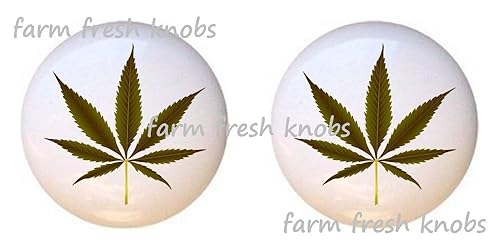 Amazon Com Set Of 2 Knobs Cannabis Leaf Flowers Plants Flower