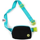 Rubina Anywhere Belt Bag | Crossbody & Chest Bag for Women & Men | Unisex Hip Waist Pack for Hiking, Workout, Running, Travel & Festivals | Adjustable Strap | Neon Currents (Black)
