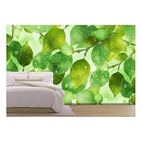 Leaf Fresh Green Background - Removable Wall Mural | Self-Adhesive Large Wallpaper - 66x96 inches
